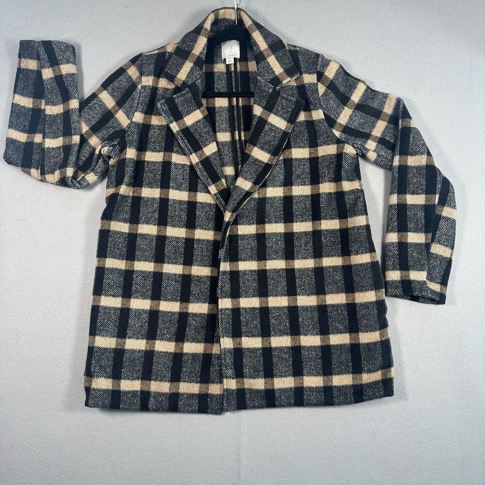 Joie Oversized Check Plaid Wool Blend Coat Blazer Womens Sz S